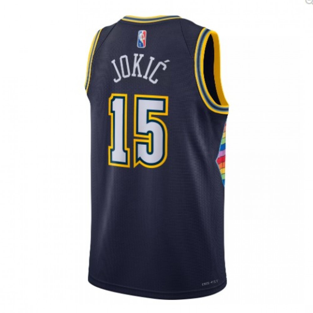 Men's Denver Nuggets Nikola Jokic #15 Navy 2021/22 Swingman NBA Jersey - City Edition-Pro Kit Vault | Brand New 26/27 Sports Jerseys